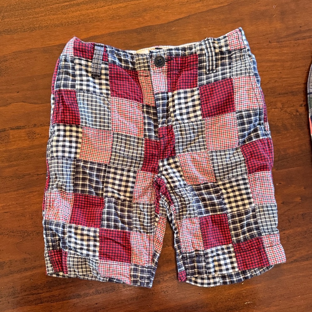 GAP Kids Patchwork Plaid Shorts - Red, Blue, Black